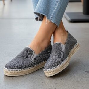 Steve Madden Chopur-R Rhinestone Espadrile Platform Mules SZ 9.5B